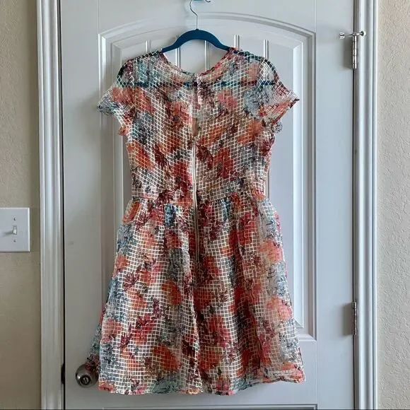 Danny & Nicole Orange Floral Print Fit & Flare Midi Dress; SZ 10;Great Condition - Picture 4 of 12